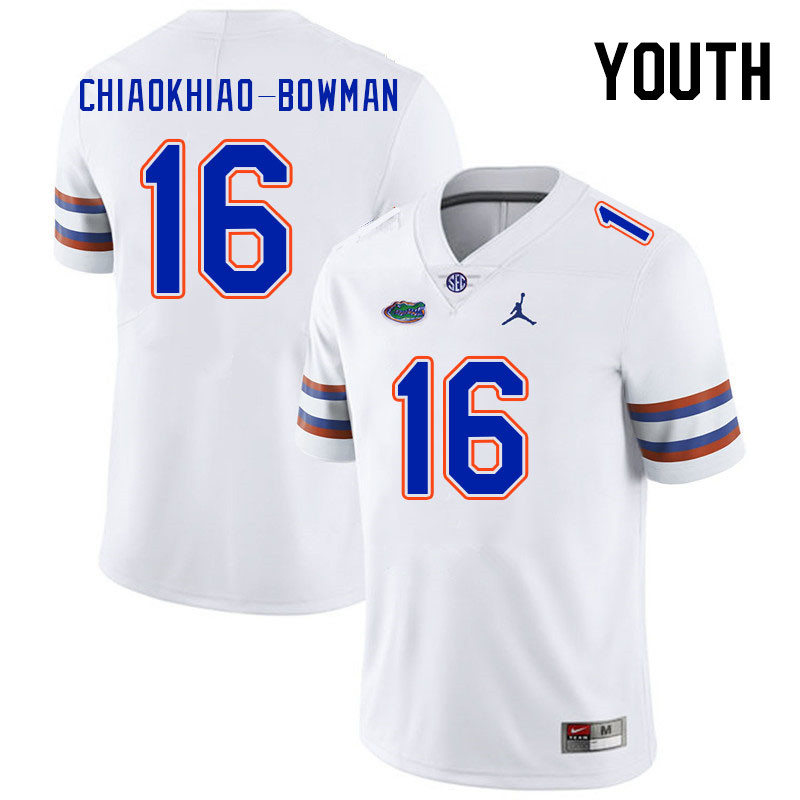 Youth #16 Thai Chiaokhiao-Bowman Florida Gators College Football Jerseys Stitched-White